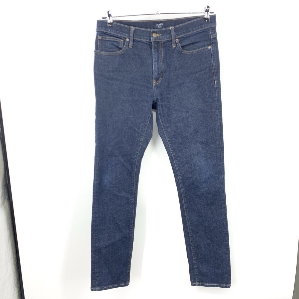 J Crew Men Size 33 x 32 Jeans Dark Wash Flex Stretch Pants Slim Skinny